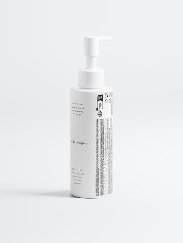 The back of the Clear bottle, showing how to use it and the ingredient list