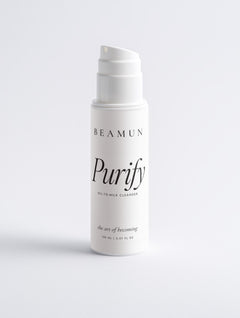 Purify oil-to-milk cleanser, 150 ml white pump bottle, front view