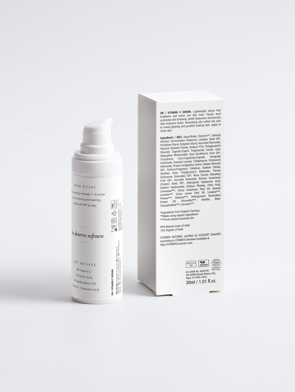 Glow vitamin C serum and its carton, front view