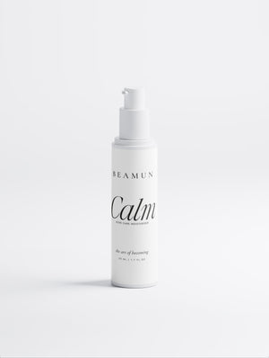 Calm moisturiser, 50 ml white pump bottle, front view
