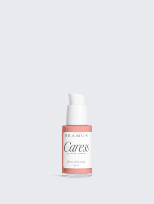 Caress peptide serum, 30 ml pump bottle, front view