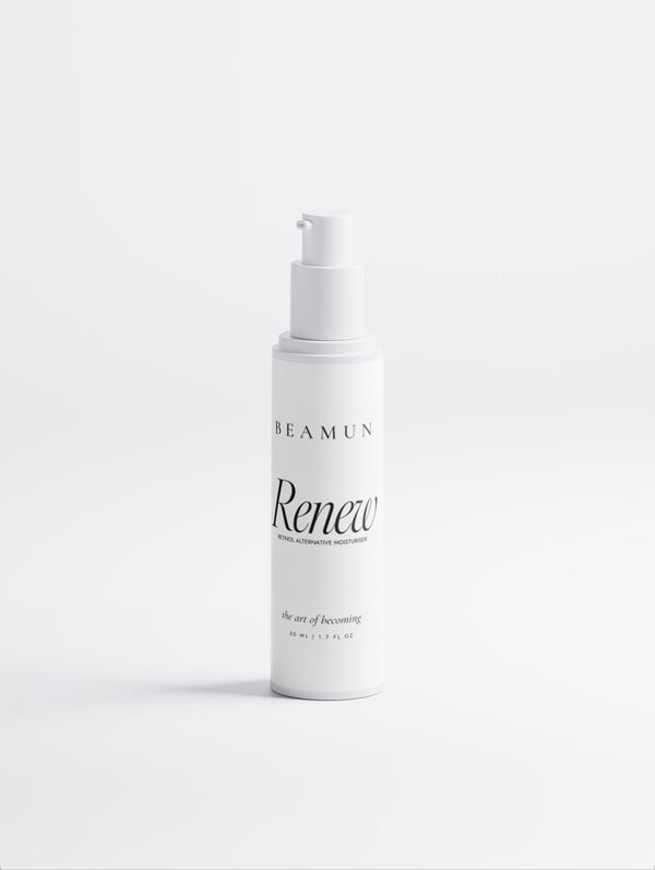 Renew moisturiser, 50 ml white pump bottle, front view