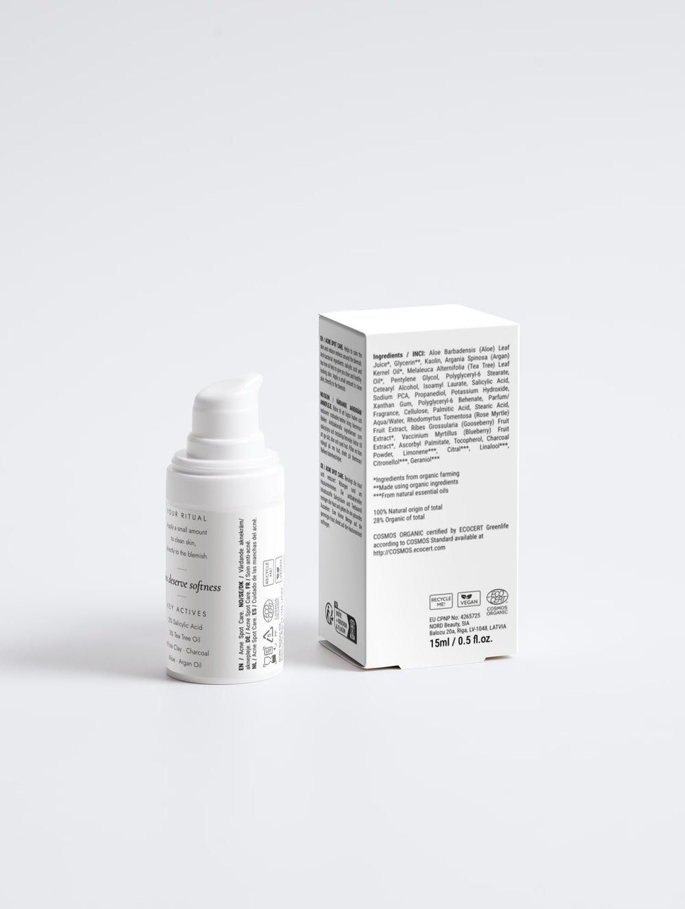 Mend spot treatment and its carton, front view