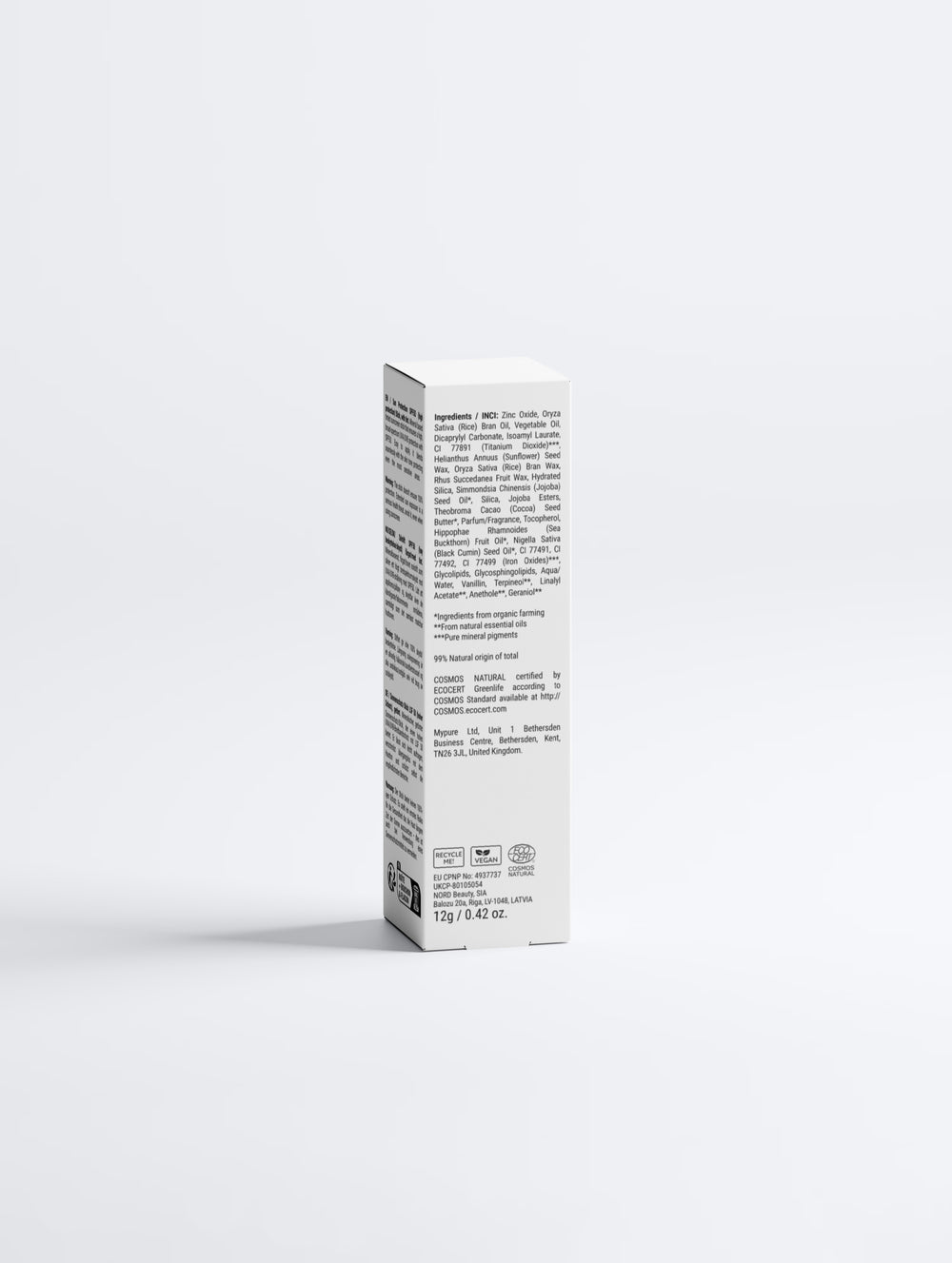 Shield tinted SPF50 stick and its carton, front view