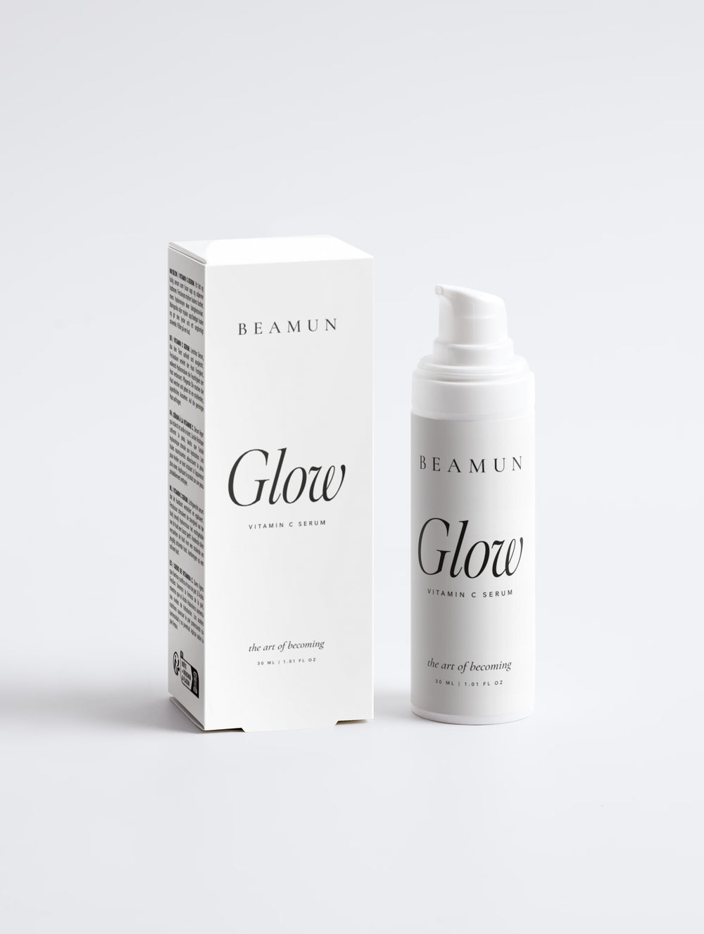 Glow vitamin C serum and its carton, front view